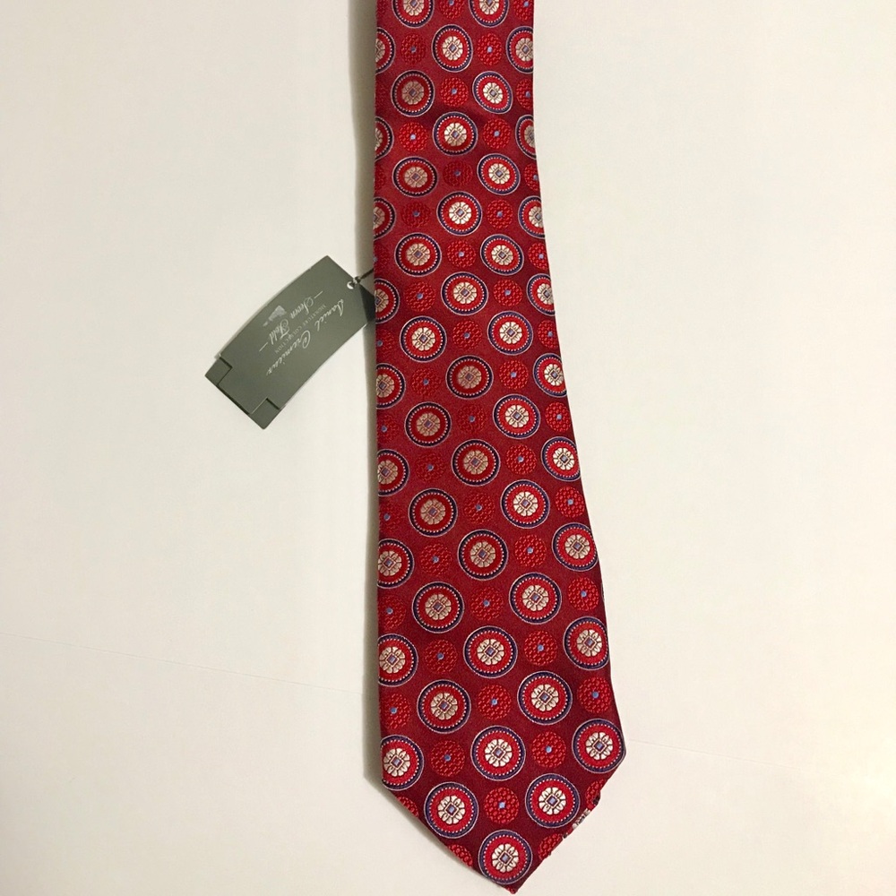 Daniel Cremieux Signature Collection Red‎ Silk Medallion Tie Limited Edition NEW